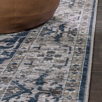 Didim Boho Gray Medallion Washable Area Rug